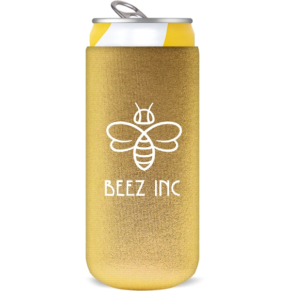 This 12 oz Slim Metallic Neoprene Can Cooler keeps beverages cold,... from ASI 61966 HPG / HPG Gold Best Promotions USA