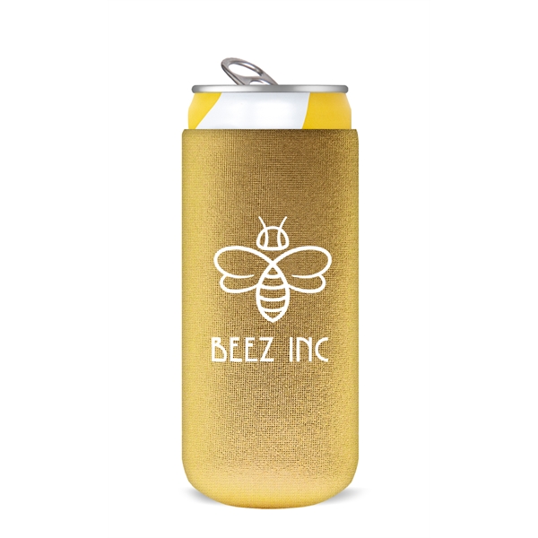 This 12 oz Slim Metallic Neoprene Can Cooler keeps beverages cold,... from ASI 61966 HPG / HPG Gold Best Promotions USA