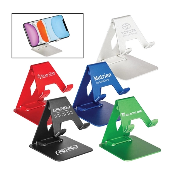 Colorful aluminum phone stand and holder plus laser engrave on 1... from ASI 37218 Athena Promo (tm)