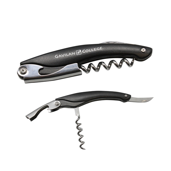 Metal Wine Opener with Corkscrew, Knife, & Black Handle... from ASI 41511 Brainchild USA Inc