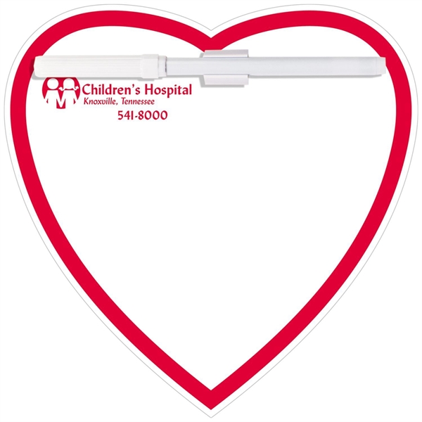 Heart shaped memo board with write-on/wipe-off surface, wet erase pen, clip... from ASI 68507 The Magnet Group / Magnet LLC™