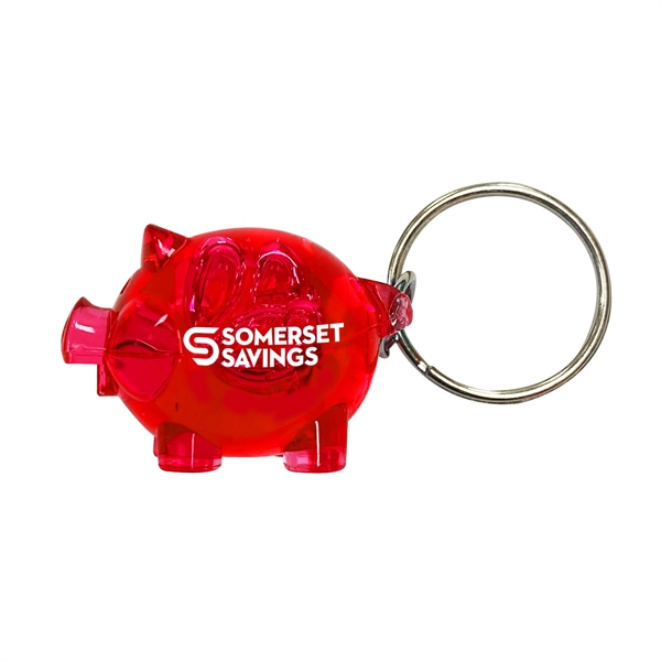 2 1/2" x 1" plastic pig-shaped keychain with metal split ring.... from ASI 63549 Jornik Manufacturing Corp / Jornik