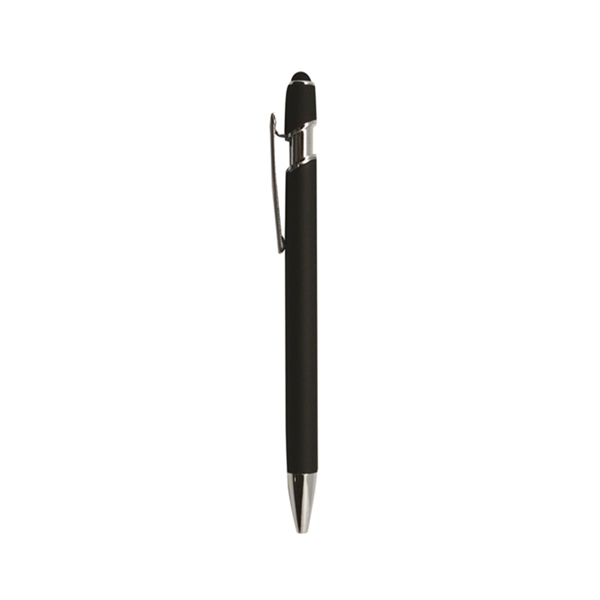 Soft rubber finish metal stylus pen with laser engrave on one... from ASI 37218 Athena Promo (tm)