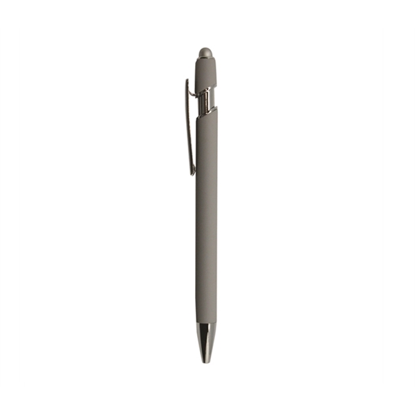 Soft rubber finish metal stylus pen with laser engrave on one... from ASI 37218 Athena Promo (tm)