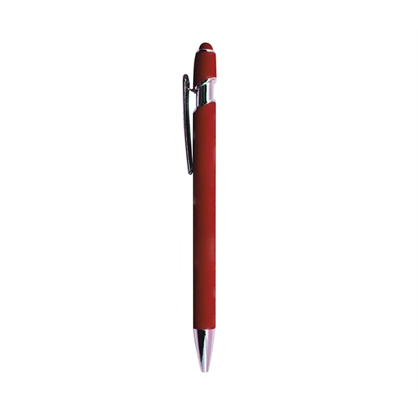 Soft rubber finish metal stylus pen with laser engrave on one... from ASI 37218 Athena Promo (tm)