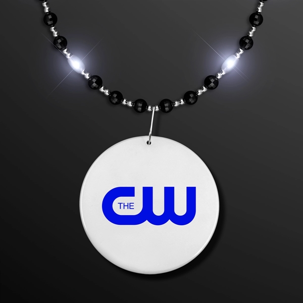 Black Tie Light Beads - White LEDs, Black & Silver Bead... from ASI 34194 ALightPromos / Alight Promotional Products