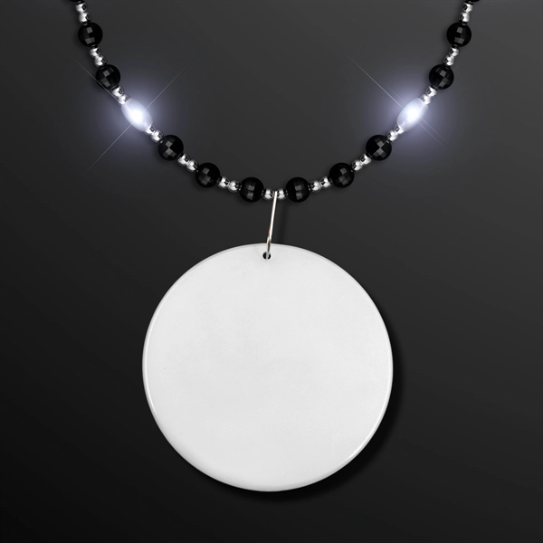 Black Tie Light Beads - White LEDs, Black & Silver Bead... from ASI 34194 ALightPromos / Alight Promotional Products