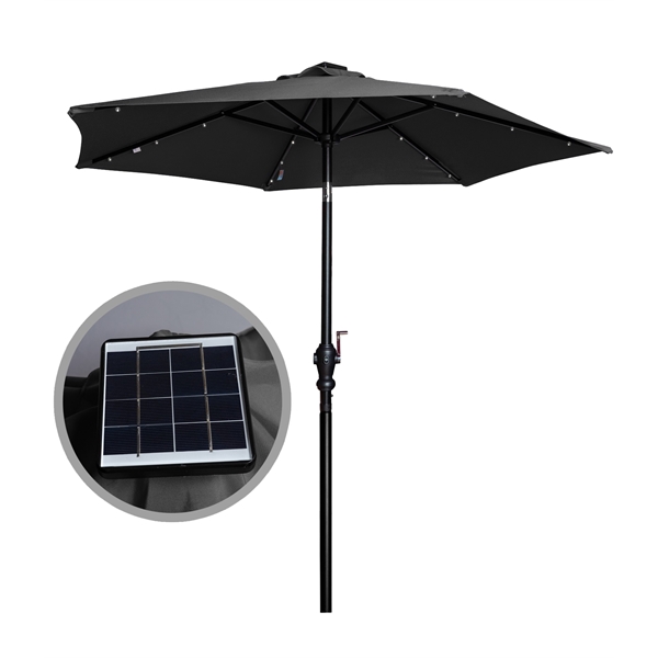 7' umbrella with solar-charged LED lights on the inside of the... from ASI 76730 Peerless Umbrella Co Inc / Threads By Peerless