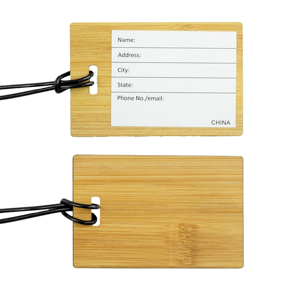 Bamboo luggage tag with imprint options.... from ASI 57653 Gold Bond