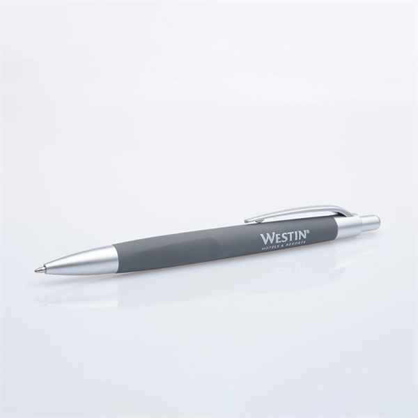 Soft touch retractable pen in rubberized colors. Features an indented grip... from ASI 68190 Lungsal / Lungsal