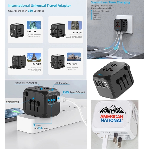 This World Travel Adapter with 3 USB + 1 Type-C Charging... from ASI 79909 Promotek
