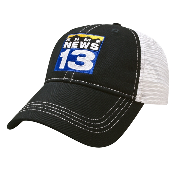 Medium profile six panel unstructured chino twill and mesh cap with... from ASI 43792 Cap America Inc