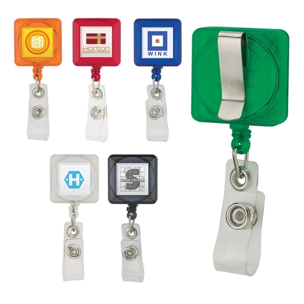0.62" x 3.31" x 1.25" Divo square retractable badge holder with... from ASI 67866 Logomark/Valumark