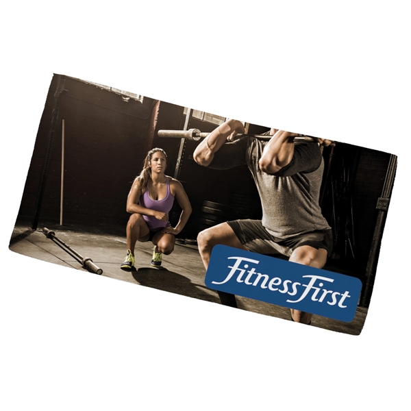 Sports towel printed with a custom imprint using full color dye... from ASI 61125 Hit Promotional Products / Hit®