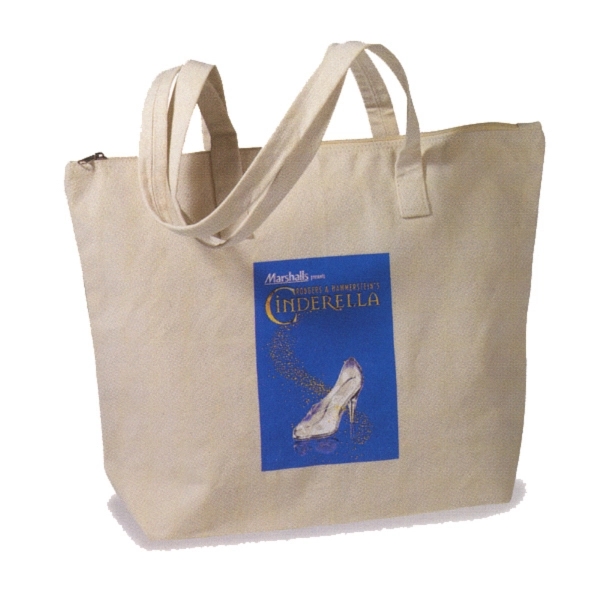 Cotton zippered natural carry all tote with 28" self material handles.... from ASI 40544 Binaco / Binaline