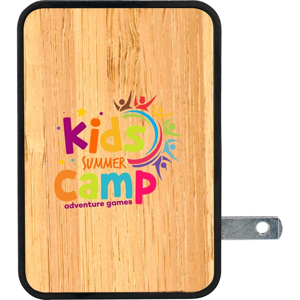 UL 4 PORT BAMBOO USB FOLDING WALL CHARGER... from ASI 30208 A P Specialties / AP Specialties