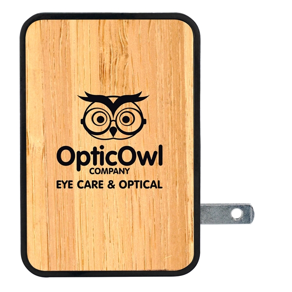 UL 4 PORT BAMBOO USB FOLDING WALL CHARGER... from ASI 30208 A P Specialties / AP Specialties