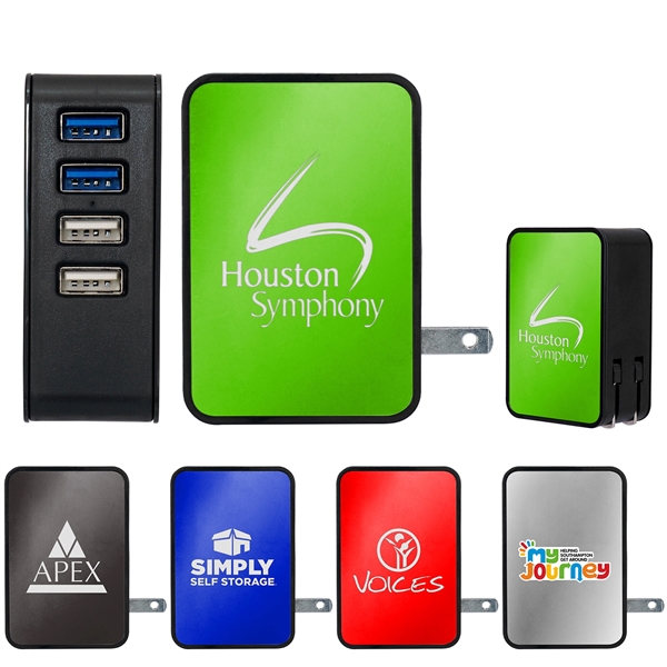 UL 4 PORT VIVID USB FOLDING WALL CHARGER... from ASI 30208 A P Specialties / AP Specialties