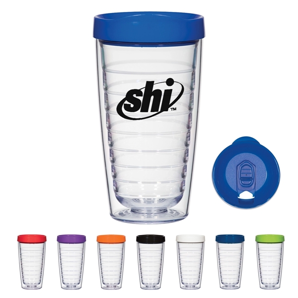 16 oz. polystyrene tumbler with double wall construction and a snap-on,... from ASI 61125 Hit Promotional Products / Hit®