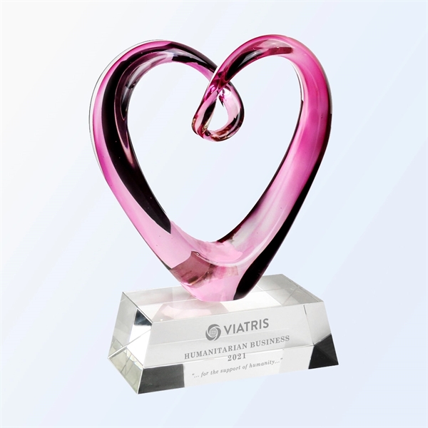 Pink Heart Glass Award with Clear Base... from ASI 31517 Admart Products / Admart Line