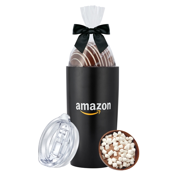 20 oz stainless steel straight tumbler with Milk Mega Hot Chocolate... from ASI 71685 Midnite Snax® / Promo Revolution