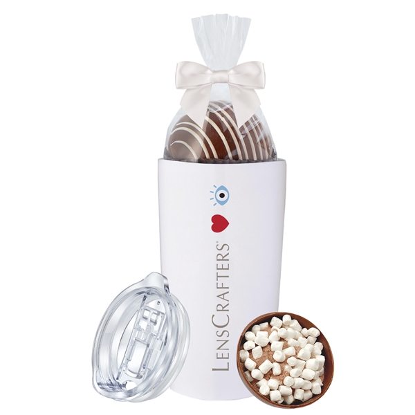 20 oz stainless steel straight tumbler with Milk Mega Hot Chocolate... from ASI 71685 Midnite Snax® / Promo Revolution