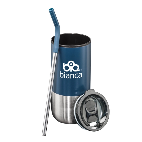 The Bondi Double Wall Tumbler w/Straw holds 18oz and features a... from ASI 84592 St Regis Group