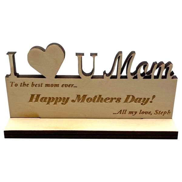 Standing wood sign made with a custom-cut profile & full-coverage laser... from ASI 61966 HPG / BCG Creations