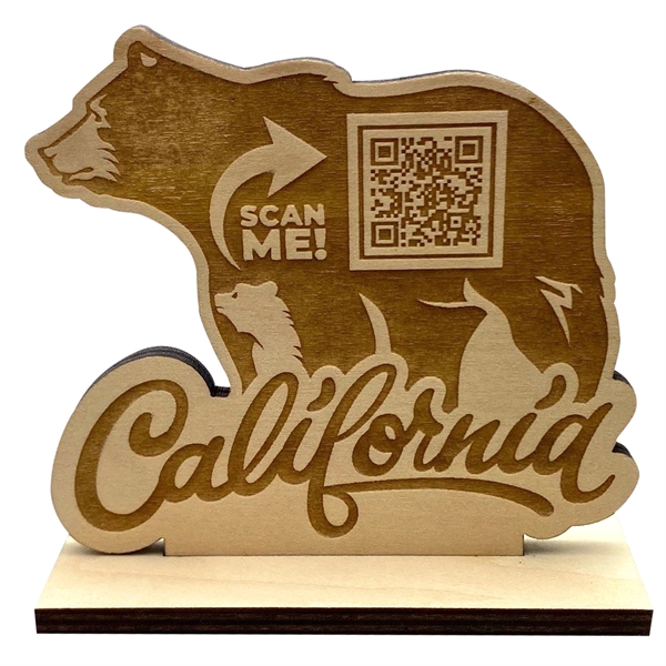 Standing wood sign made with a custom-cut profile & full-coverage laser... from ASI 61966 HPG / BCG Creations