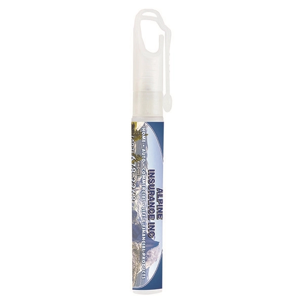 Antibacterial hand sanitizer spray pump bottle with a carabiner clip cap.... from ASI 62660 Innovation Line