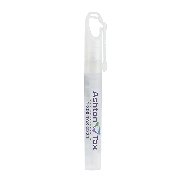 Antibacterial hand sanitizer spray pump bottle with a carabiner clip cap.... from ASI 62660 Innovation Line