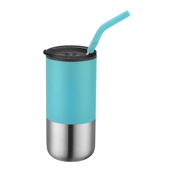 6.75" x 3.125" STAINLESS STEEL 16OZ TUMBLER WITH STRAW... from ASI 36558 Aprons, Etc.