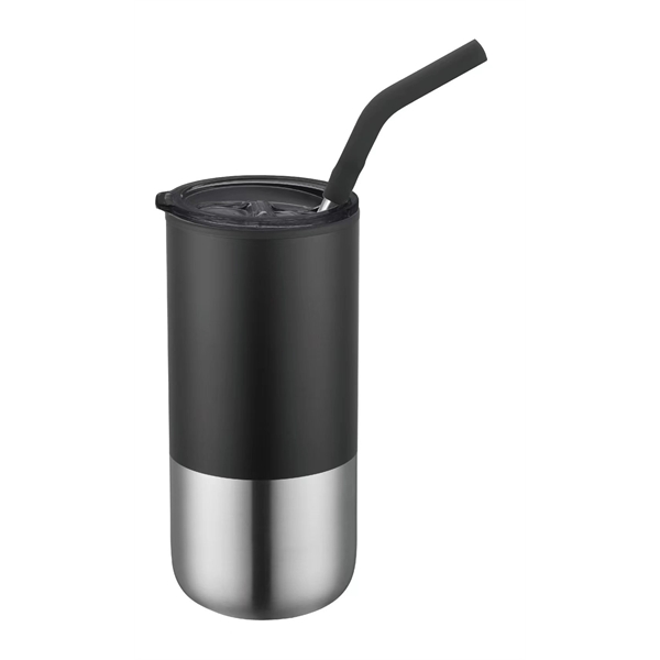 6.75" x 3.125" STAINLESS STEEL 16OZ TUMBLER WITH STRAW... from ASI 36558 Aprons, Etc.
