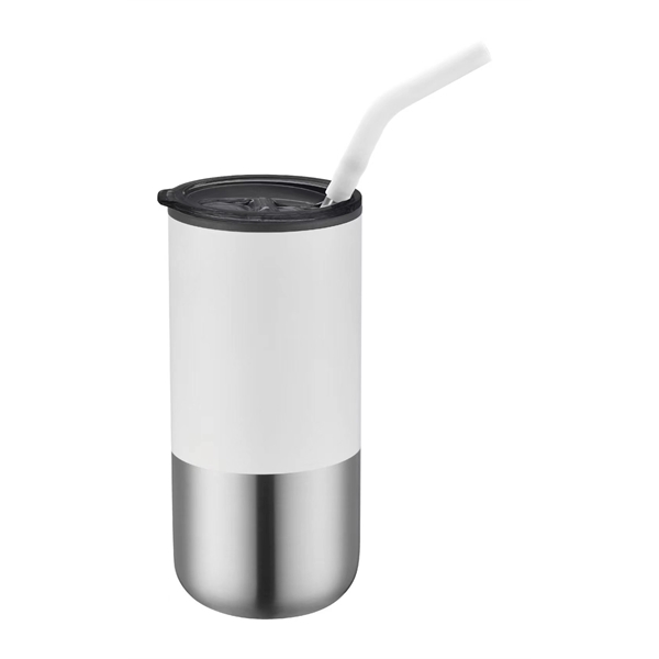 6.75" x 3.125" STAINLESS STEEL 16OZ TUMBLER WITH STRAW... from ASI 36558 Aprons, Etc.