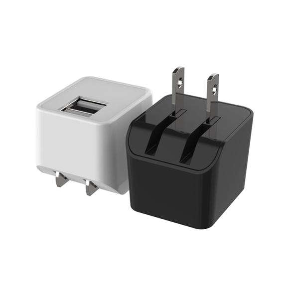Dual port foldable USB wall plug charger plus 1c imprint plus... from ASI 37218 Athena Promo (tm)
