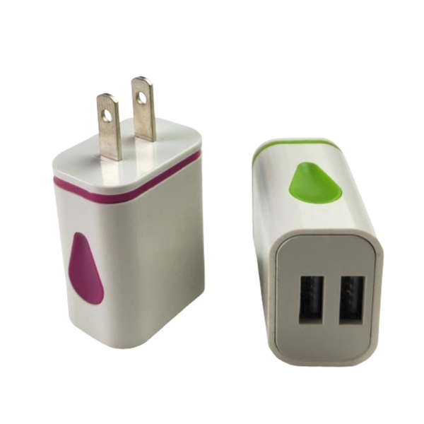 Dual port USB wall plug charger plus free laser engraving on... from ASI 37218 Athena Promo (tm)