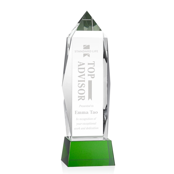 Lustrous optical crystal award with beautifully, beveled peaks and a Green... from ASI 84592 St Regis Group / St Regis