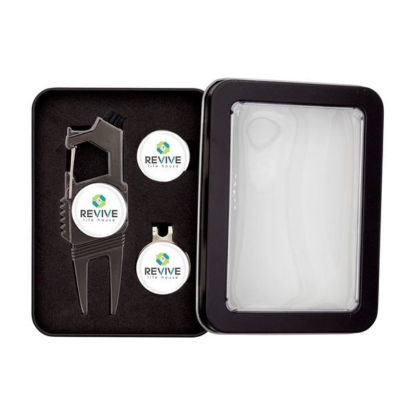 Gift set with divot tool, hat clip and ball markers in... from ASI 52263 EMT