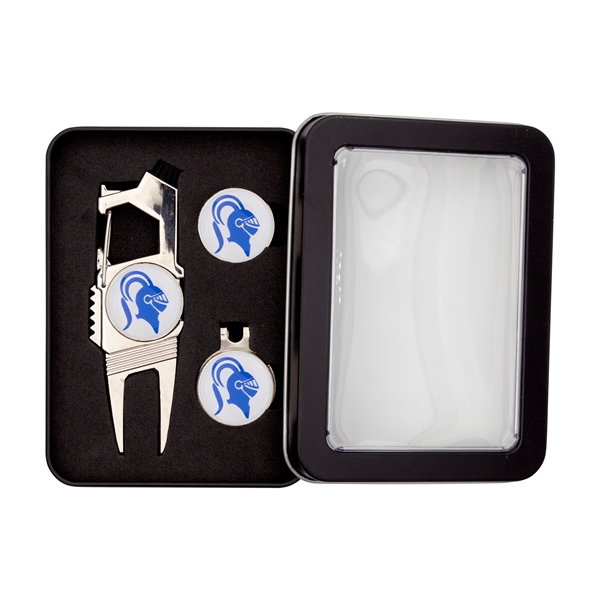 Gift set with divot tool, hat clip and ball markers in... from ASI 52263 EMT