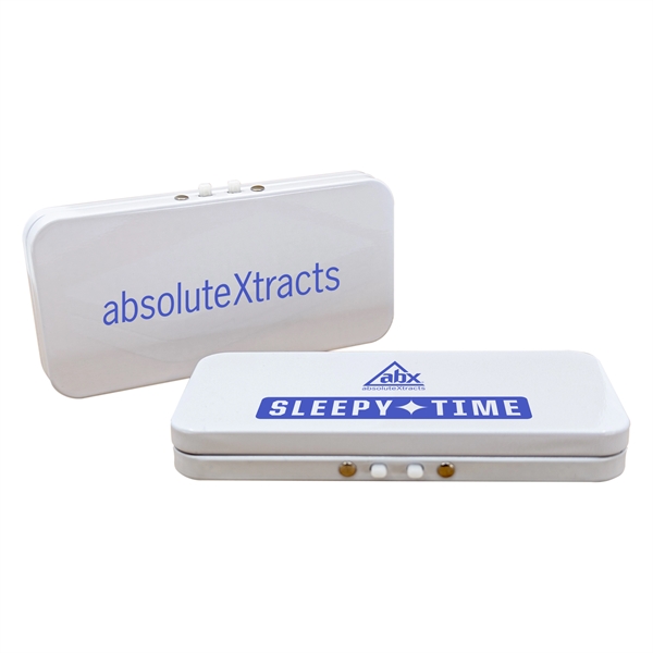 Hinged tin box for edibles and pre-rolls with a 2-button closure... from ASI 90807 Tekweld