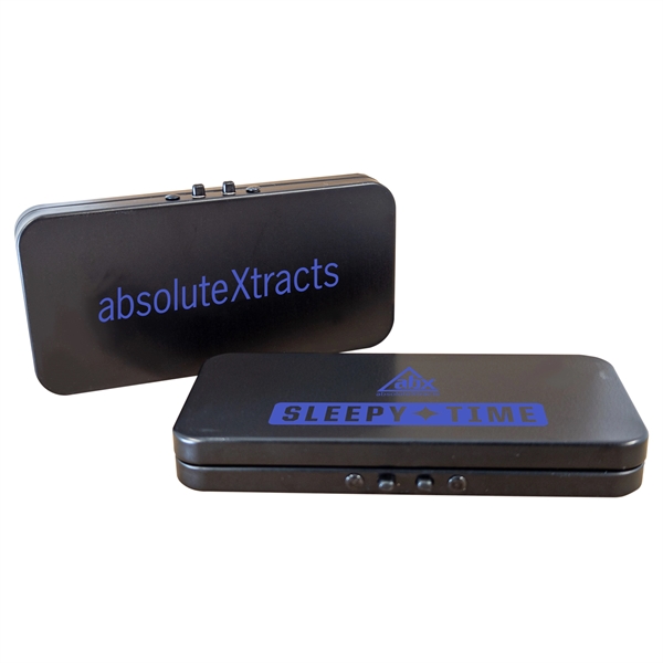 Hinged tin box for edibles and pre-rolls with a 2-button closure... from ASI 90807 Tekweld