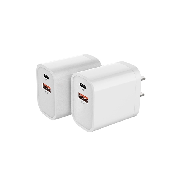Dual port USB wall plug charger PD 18W + QC3.0 plus... from ASI 37218 Athena Promo (tm)