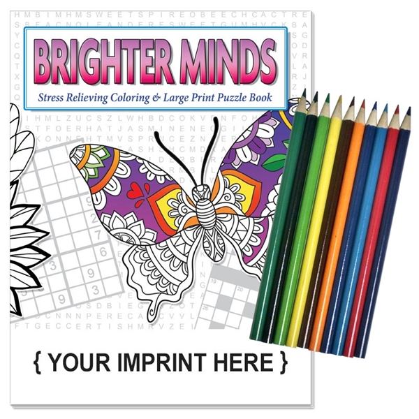 Brighter minds stress relieving coloring & large print puzzle book relax... from ASI 45815 Coloring Book Solutions / Coloring Book Solutions™ LivRite