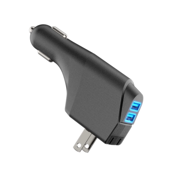USB Car + wall charger with LED light and foldable wall... from ASI 37218 Athena Promo (tm)