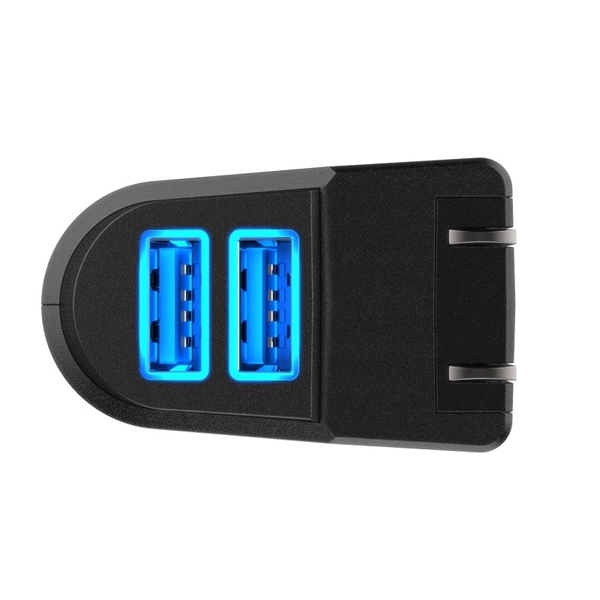 USB Car + wall charger with LED light and foldable wall... from ASI 37218 Athena Promo (tm)