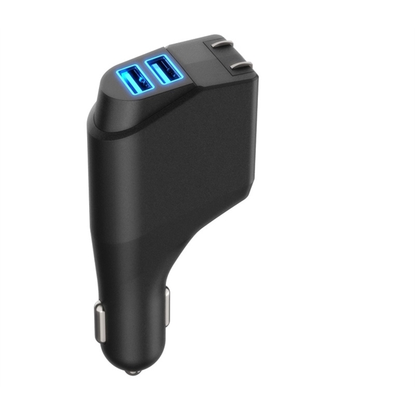 USB Car + wall charger with LED light and foldable wall... from ASI 37218 Athena Promo (tm)