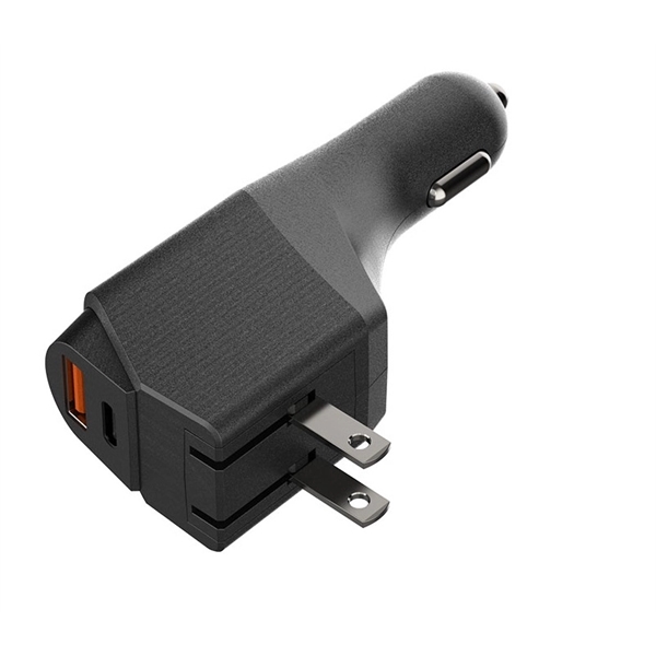 USB Car+wall charger with LED light and foldable wall plug plus... from ASI 37218 Athena Promo (tm)