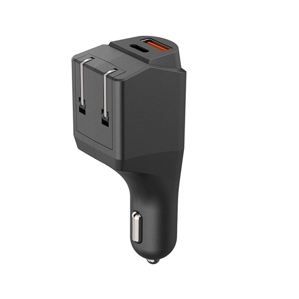 USB Car+wall charger with LED light and foldable wall plug plus... from ASI 37218 Athena Promo (tm)