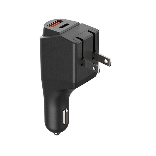 USB Car+wall charger with LED light and foldable wall plug plus... from ASI 37218 Athena Promo (tm)