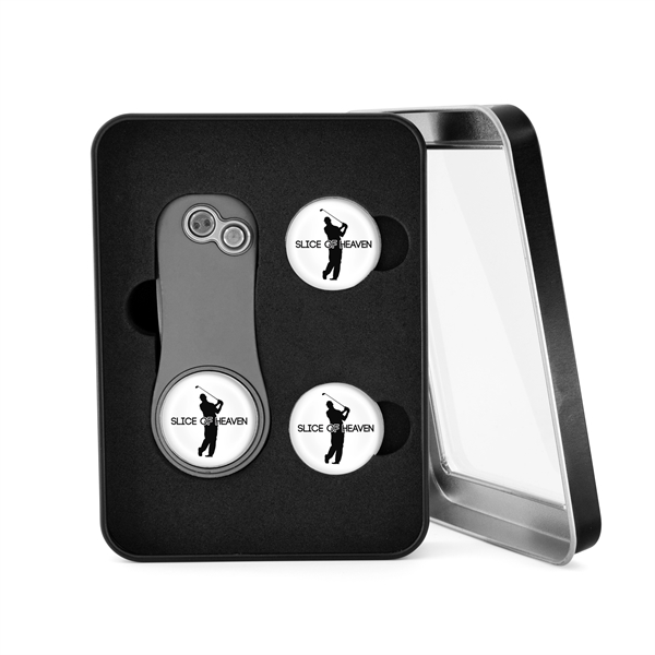 Golf divot tool with three ball markers with poly dome imprint... from ASI 52263 EMT